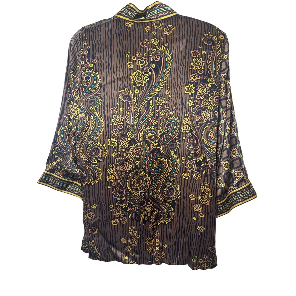 Bob Mackie Vintage Wearable Art 100% Silk Paisley Geometric Bliouse XS - Picture 6 of 6